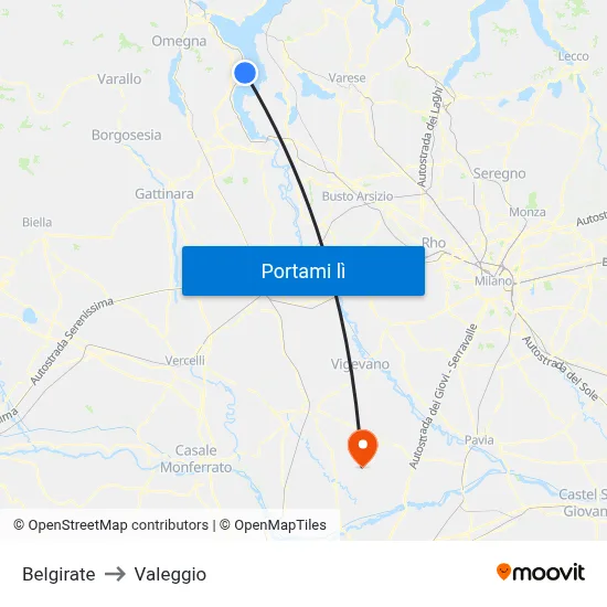 Belgirate to Valeggio map