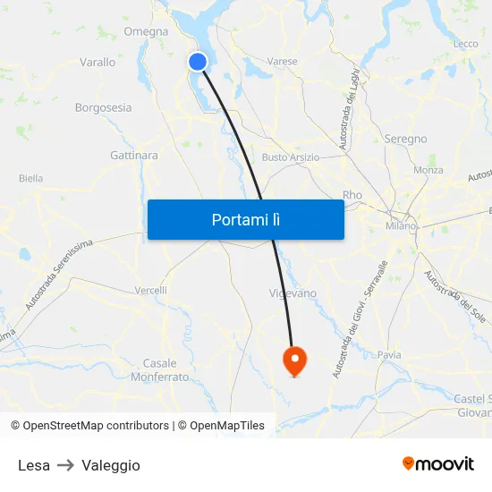 Lesa to Valeggio map