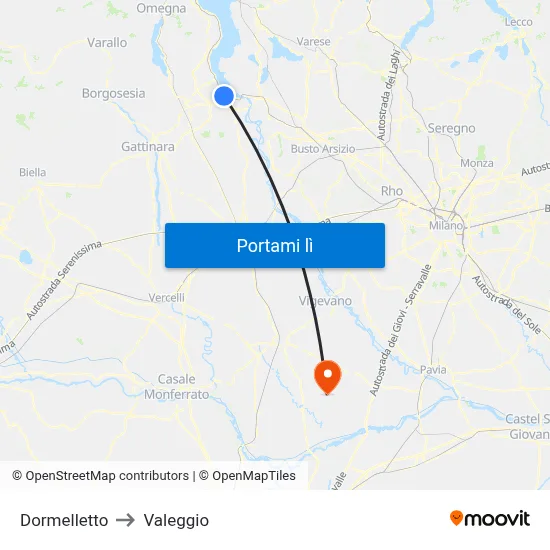 Dormelletto to Valeggio map