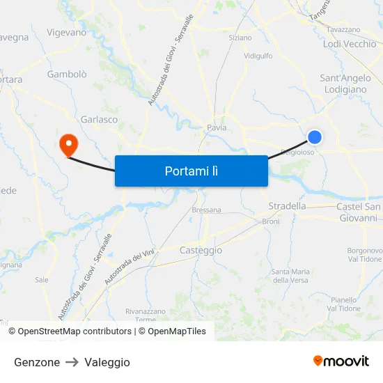 Genzone to Valeggio map