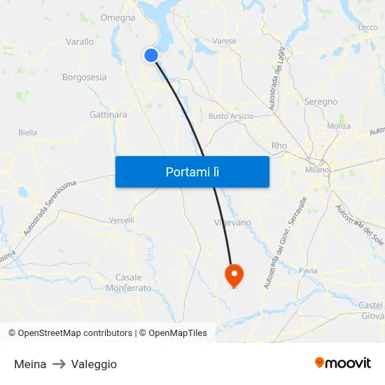 Meina to Valeggio map