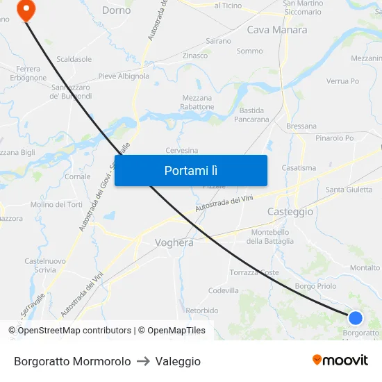 Borgoratto Mormorolo to Valeggio map