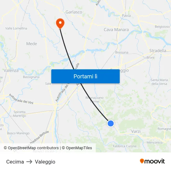 Cecima to Valeggio map