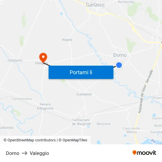 Dorno to Valeggio map