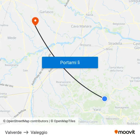 Valverde to Valeggio map
