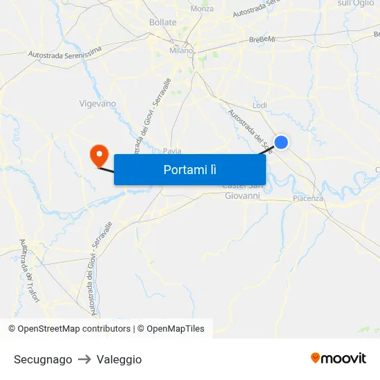 Secugnago to Valeggio map