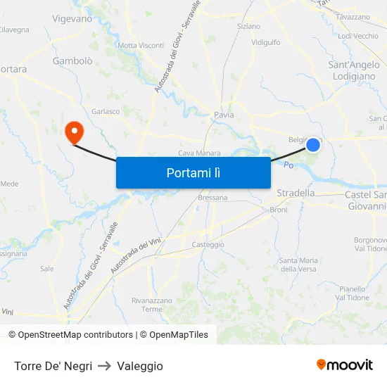 Torre De' Negri to Valeggio map