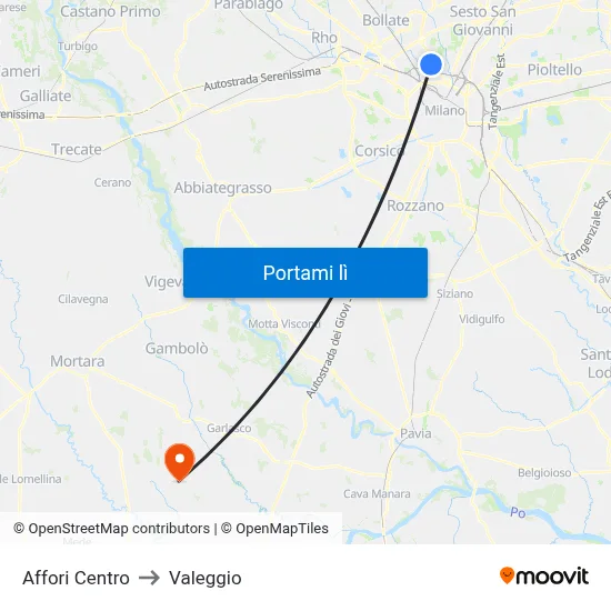 Affori Centro to Valeggio map