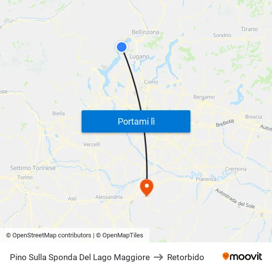 Pino Sulla Sponda Del Lago Maggiore to Retorbido map