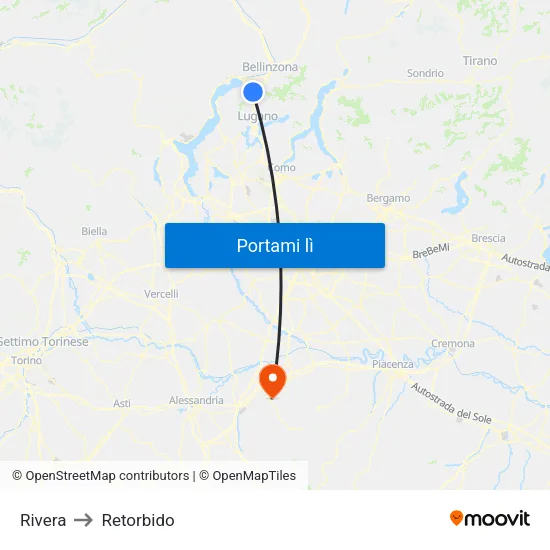 Rivera to Retorbido map