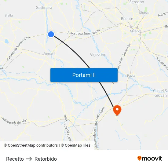 Recetto to Retorbido map