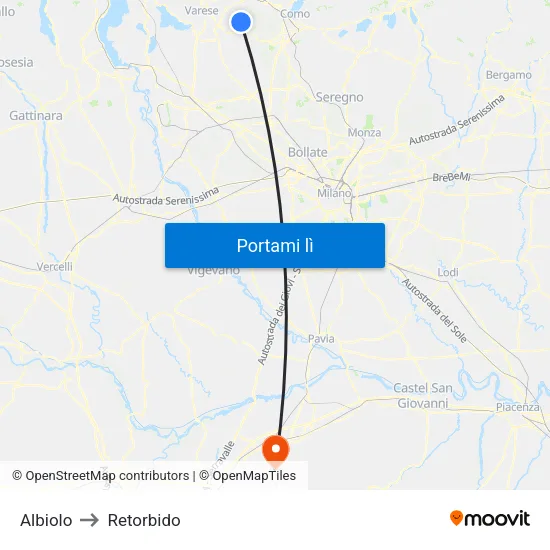 Albiolo to Retorbido map