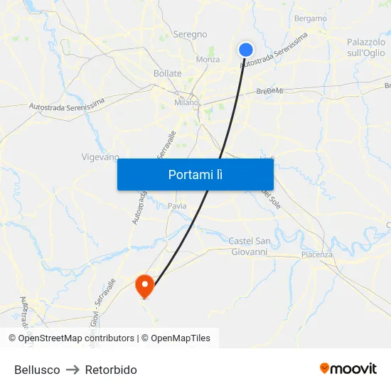 Bellusco to Retorbido map