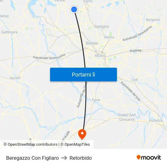 Beregazzo Con Figliaro to Retorbido map