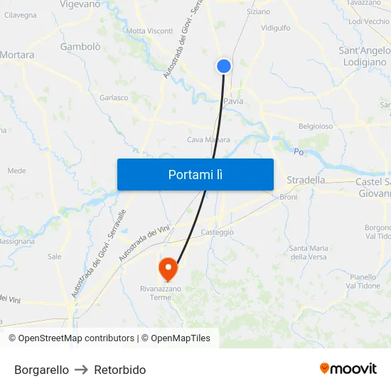 Borgarello to Retorbido map