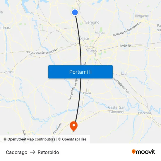 Cadorago to Retorbido map
