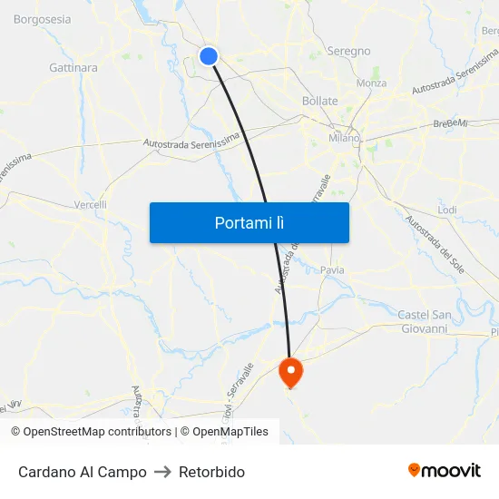 Cardano Al Campo to Retorbido map
