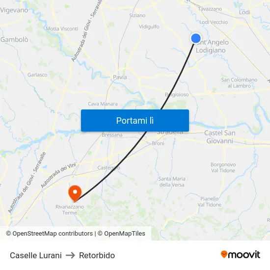 Caselle Lurani to Retorbido map