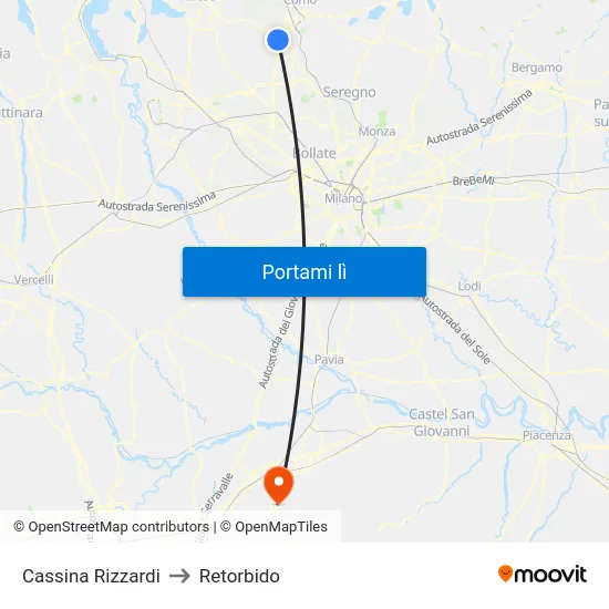 Cassina Rizzardi to Retorbido map