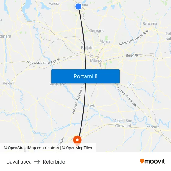 Cavallasca to Retorbido map