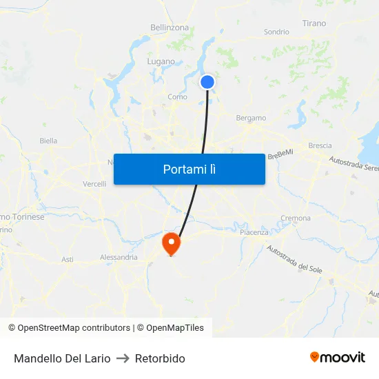 Mandello Del Lario to Retorbido map