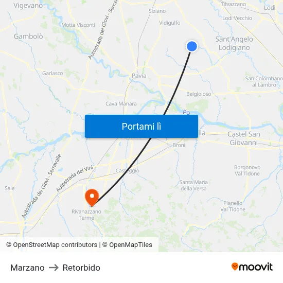 Marzano to Retorbido map