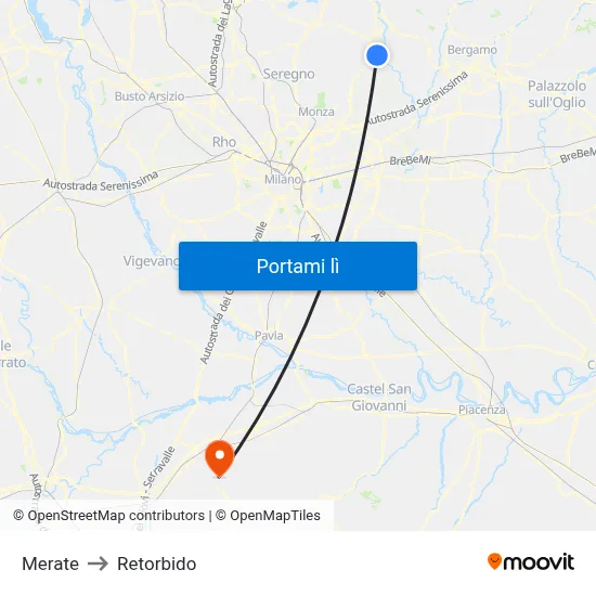 Merate to Retorbido map