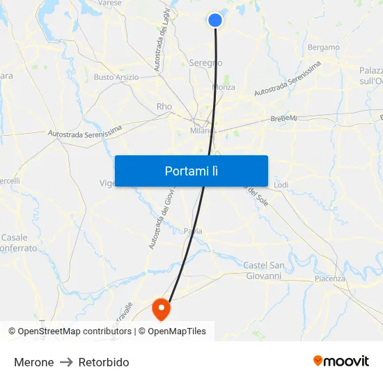 Merone to Retorbido map