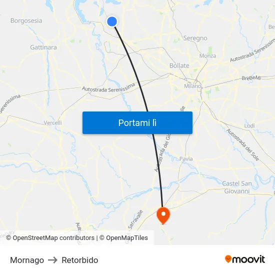 Mornago to Retorbido map