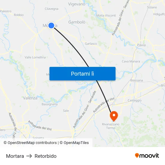 Mortara to Retorbido map
