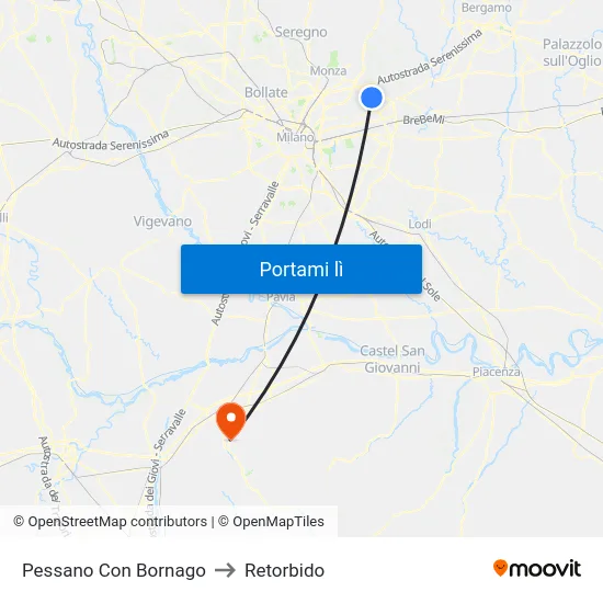 Pessano Con Bornago to Retorbido map