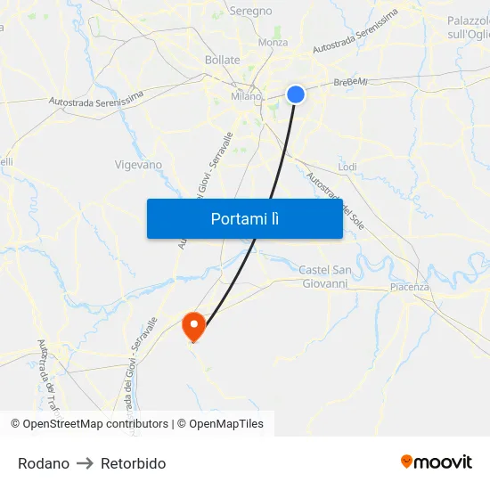 Rodano to Retorbido map