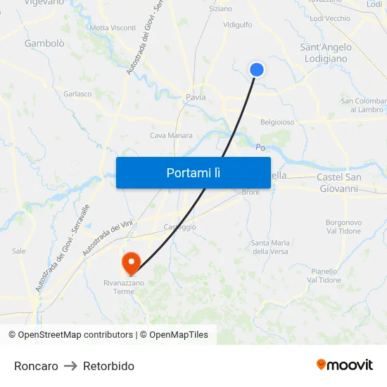 Roncaro to Retorbido map