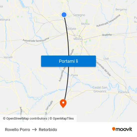 Rovello Porro to Retorbido map