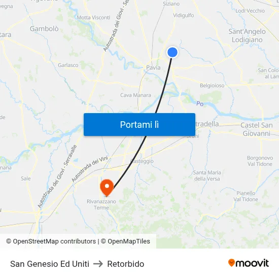 San Genesio Ed Uniti to Retorbido map