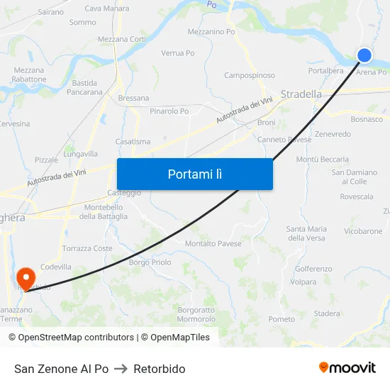 San Zenone Al Po to Retorbido map