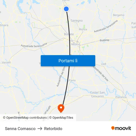 Senna Comasco to Retorbido map