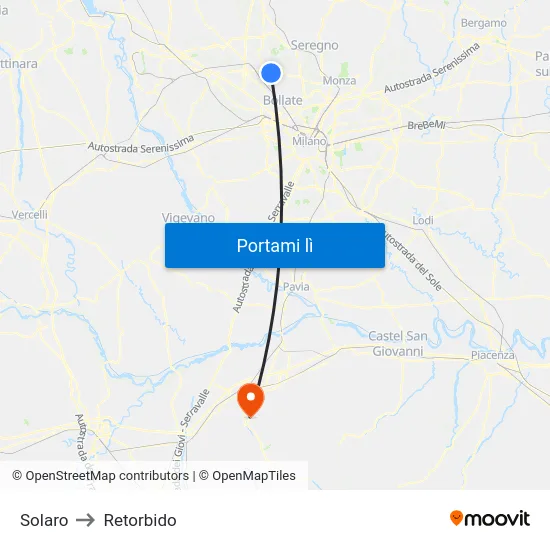 Solaro to Retorbido map