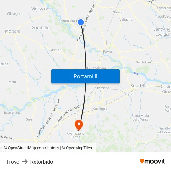 Trovo to Retorbido map