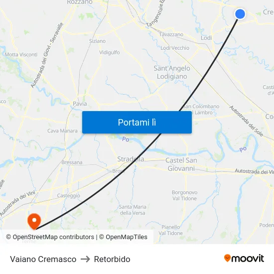 Vaiano Cremasco to Retorbido map