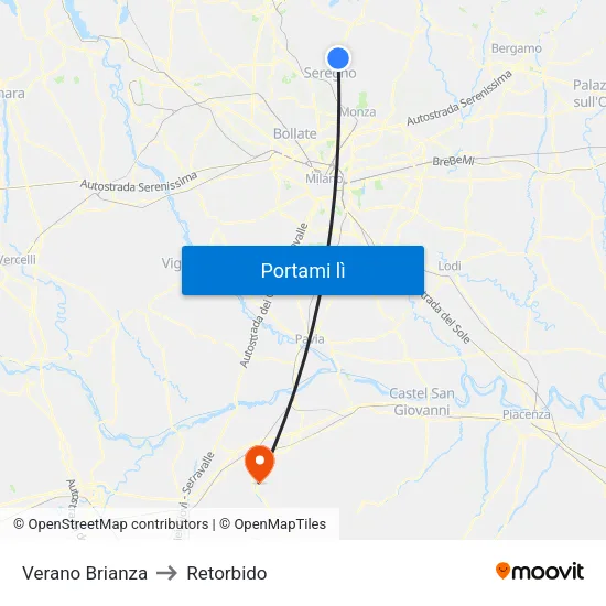 Verano Brianza to Retorbido map