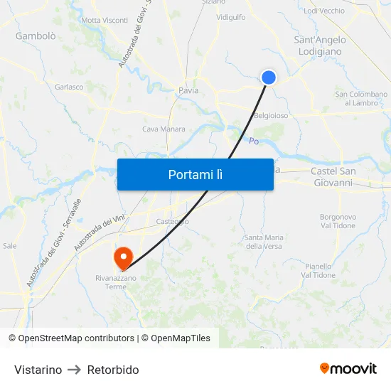 Vistarino to Retorbido map