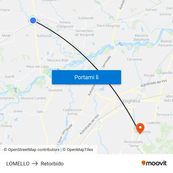 LOMELLO to Retorbido map