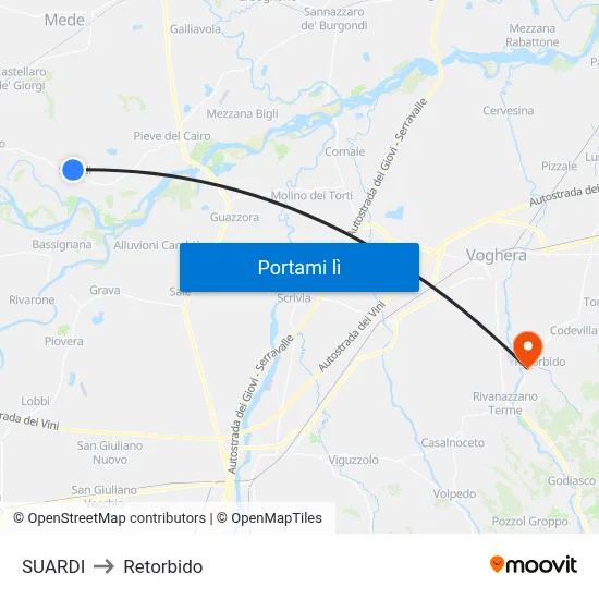 SUARDI to Retorbido map