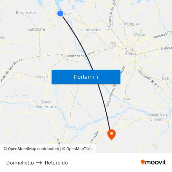 Dormelletto to Retorbido map