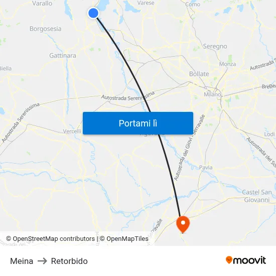 Meina to Retorbido map