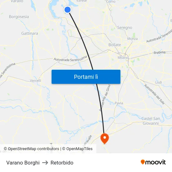 Varano Borghi to Retorbido map