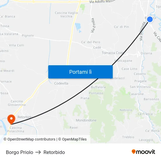 Borgo Priolo to Retorbido map