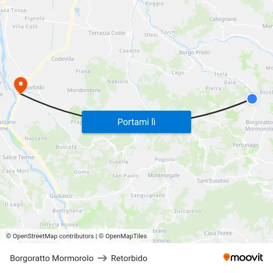 Borgoratto Mormorolo to Retorbido map