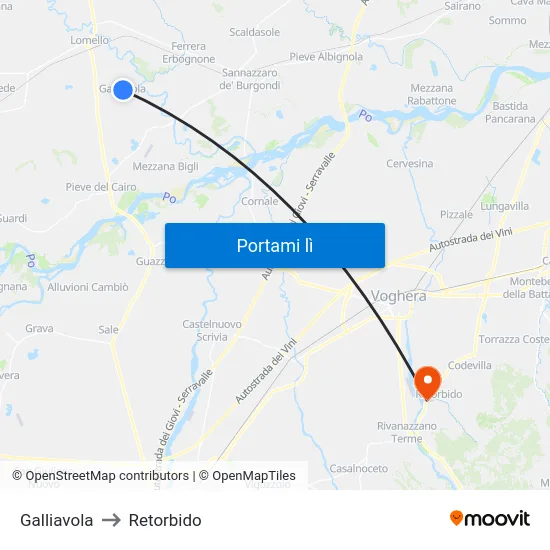 Galliavola to Retorbido map